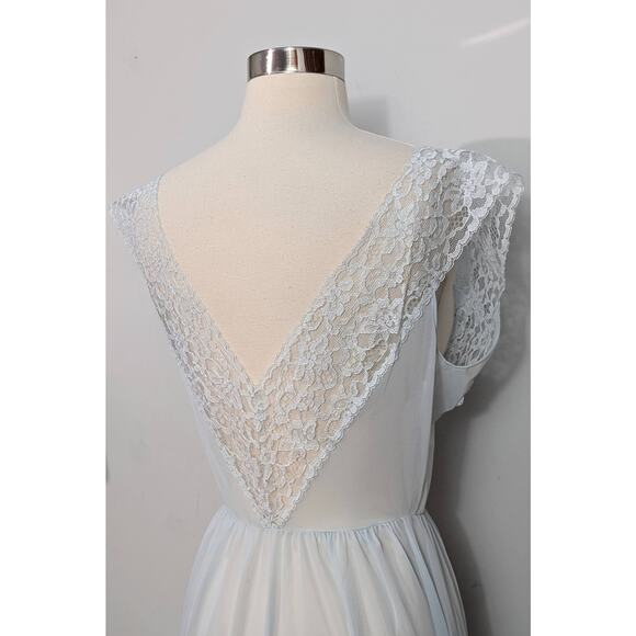 Blue Chiffon and Lace Maxi Nightgown - Picture 6 of 8